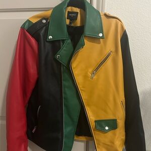Faux leather jacket, multi-colored